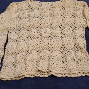 Hand crochet 100% cotton white sweater